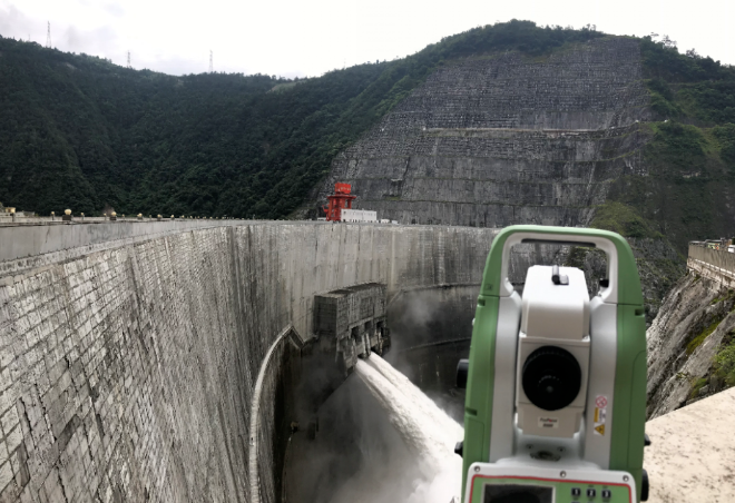 徠卡TZ05全站儀拱壩弦長觀測,賦能水電大壩防洪